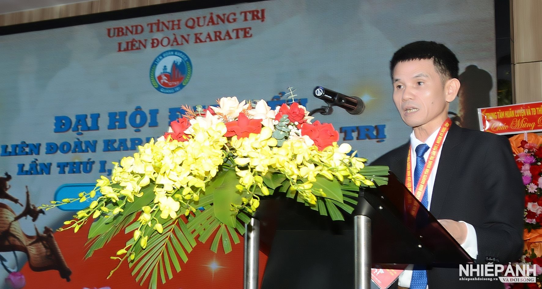 Chủ tịch Liên đoàn Karate Quảng Trị phát biểu