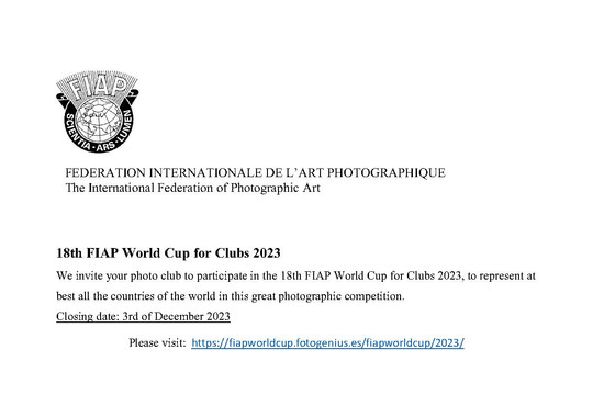 Thể lệ: Cuộc thi ảnh FIAP Worldcup dành cho các Câu lạc bộ lần thứ 18 năm 2023