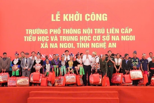 Tổng Bí thư Tô Lâm dự Lễ khởi công xây dựng Trường Phổ thông nội trú liên cấp TH và THCS Na Ngoi, tỉnh Nghệ An