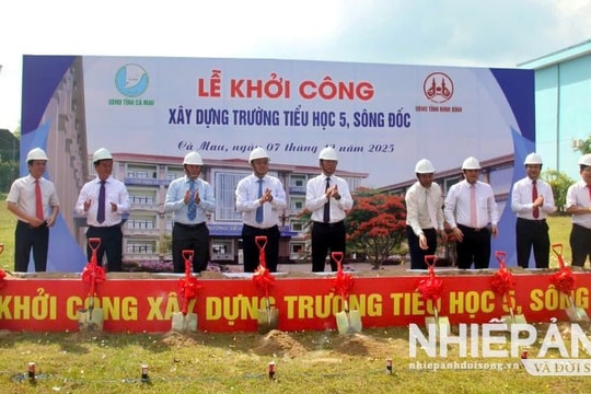 Ninh Bình hỗ trợ Cà Mau 20 tỷ đồng xây dựng Trường tiểu học 5 Sông Đốc
