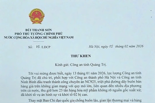 Phó Thủ tướng Chính phủ gửi Thư khen Công an tỉnh Quảng Trị